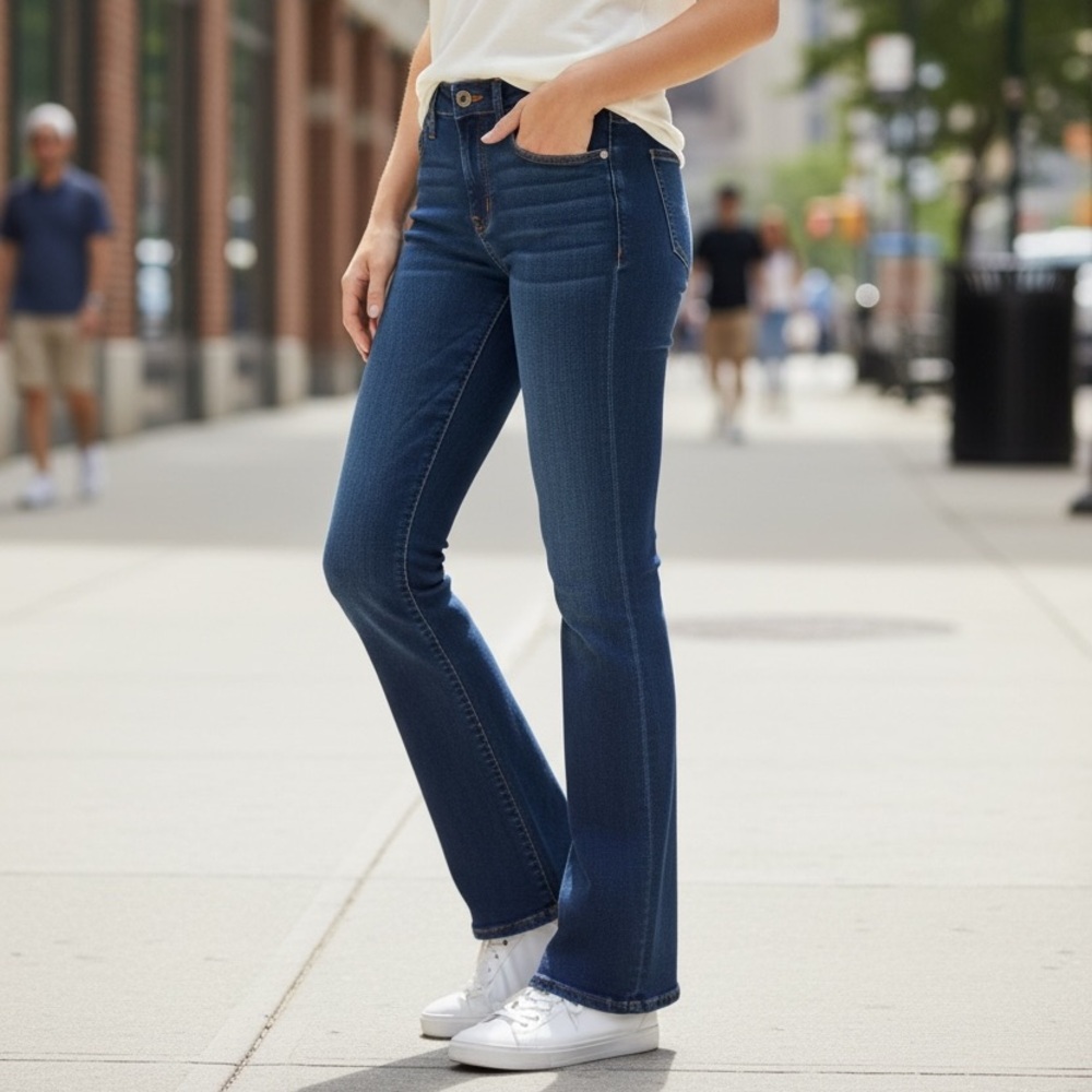 Old Navy Dark Wash Mid Rise Boot Cut Jeans 8 Long / 29W 33L